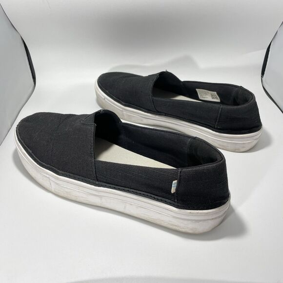 TOMS Parker Womens Platform Slip On Sneaker Flat Sz 7.5 Black - Picture 4 of 8